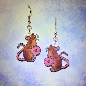 Rats w/doughnuts earrings