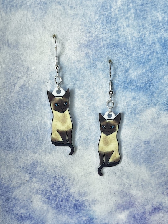 Boucles d'oreilles chat siamois