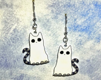 Kolczyki z motywem Halloween Ghost Cat