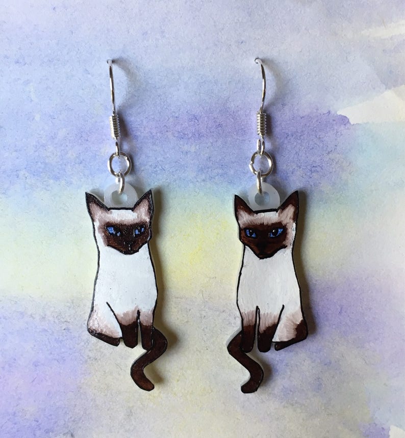 Siamese Cat Earrings - Etsy