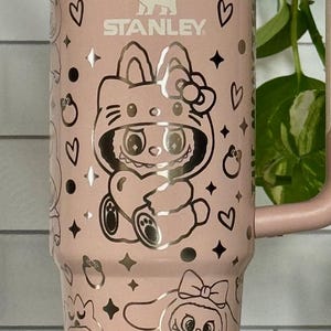 Laser Engraved Cute Monster Kitty and Friends Stanley