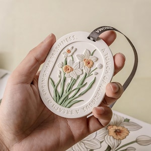 Calming Spring Narcissus Scented Plaster Stone | Hand Painted Floral Diffuser | Eco-Friendly Wardrobe & Car Decor | Mother's Day gift