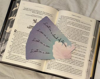 Marcador de Nubes e Historias / Paisaje de nubes pastel con cita / Regalo para lectores de ensueño