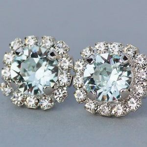 Halo stud earrings cheap with swarovski elements