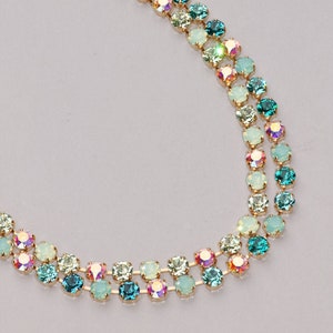 Mint Green Opal,Blue Opal Swarovski Necklace,Rhinestone Tennis Necklace,Pacific Opal,Chrysolite Opal,Crystal AB,Northern Lights,Bridal,Opal