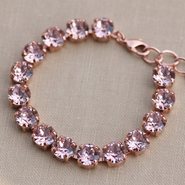 Swarovski Rose Gold Strass Tennis Armband, Blush Französisch Rose Rose Gold, Pastell, Brautjungfern, Hochzeiten, Brautschmuck, Rose Gold Schmuck, Geschenk, Einzigartig