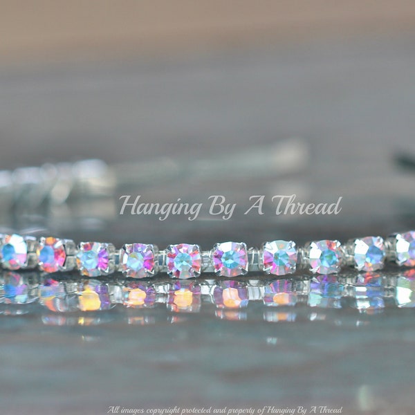 NEW COLoR Crystal AB Embellished Headband,6mm Crystal AB Headband,Silver,Bridal,Northern Lights,Hair Accessories,Gift,Pastel Rainbow,Wire