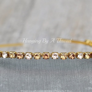 Crystal Rhinestone Embellished Lt Topaz Headband FASHION ACCESSORY - White & Topaz Brown Rhinestone Crystal  main image 4