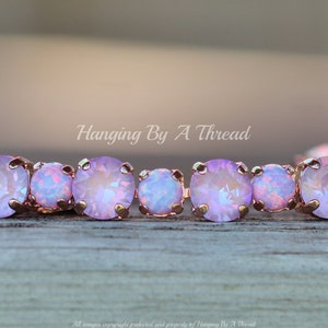 NEW Lavender Lilac Purple Opal Bracelet,Tennis Bracelet,8mm & 6mm Crystal Link Bracelet,Rose Gold,Alternating,Lavender De Lite,Rainbow,Stack