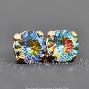 hangingbyathread1 New Concave Cut Vitrail Medium Studs 8mm Crystal Rhinestone Post Earring Watermelon Crystal Multi Colored Rainbow Small Studs Unique Gift