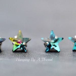 NEW Swarovski Star Stud Earrings,Choose Your Color,Vitrail Medium,Bermuda Blue,Watermelon Dark Rainbow Stud,Ocean Blue Teal,Celestial,Small