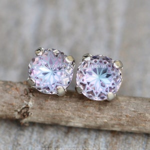 LIMITED Crystal Lotus Flower Vitrail Light Stud Earrings,Small 8mm Studs,Pastel Purple Rainbow,Post,Rhinestone,Bridal,Medallion,Filigree