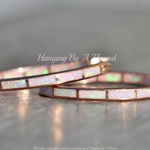 LARGE Pink Opal Rose Gold Hoop Earrings,Lab Created Opal Endless Hoop,Rose Gold Big Hoop Earrings,Lab Created Opal,Pink Rainbow,Rose Hoop image 2