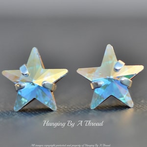 NEW Swarovski Star Stud Earrings,Crystal Aurora Borealis,Pastel Rainbow,Northern Lights,Rainbow Stud,Celestial,Small,Silver Post Stud,Gift