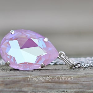 NEW COLOR Crystal Lavender Delite Large Pear Pendant Necklace,Lavender Lilac Purple,Teardrop Crystal Necklace,Layering,Stacking,Silver Gift