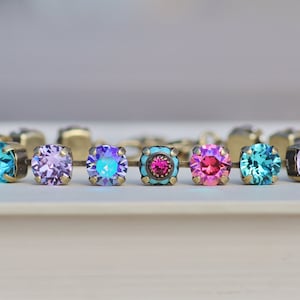 NEW Cotton Candy Bracelet,Swarovski Crystal 8mm Tennis Bracelet,Pastel Pink,Purple,Blue,Embellished Link,Mixed Crystal,Stacking,Bright,Gift