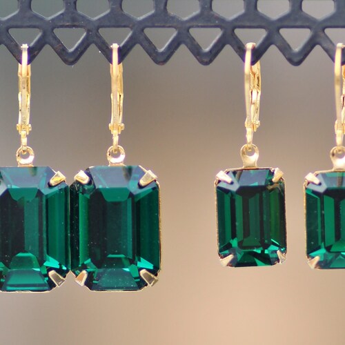 Emerald Earrings Dark Green Earrings Green Earrings Etsy