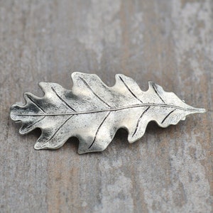 Silver Oak Leaf Hair French Barrette,Large Leaf Hair Clip,Bridal,Woodland,Bridesmaids,Outdoor Wedding,Nature,Leaf,Shabby Chic,Antique Silver