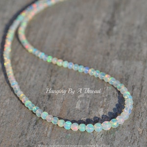 STUNNING Flashing 30+ Carat Genuine Ethiopian Opal Necklace,Graduated Rose Gold Round Welo Opal Necklace,October Birthstone,Opal Bead Choker