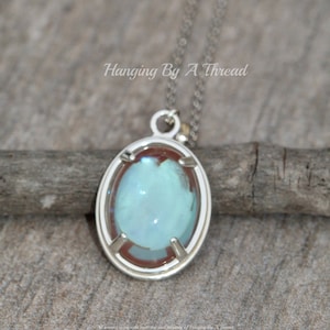 Vintage Sapphiret Large Pendant Necklace,Large Oval Saphiret Pendant,1900s,Antique Glass Jewel,Sterling Silver,Layering,Gift For Her,Unique