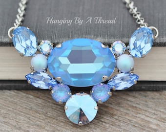 Light blue crystal sale necklace