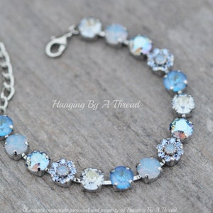 LIMITED Light Sapphire Air Blue Opal verschönerte Tennis Armband, Pastell Hellblauer Schimmer 8 mm Kristall Rhinestonearmband, Schimmer, Geschenk