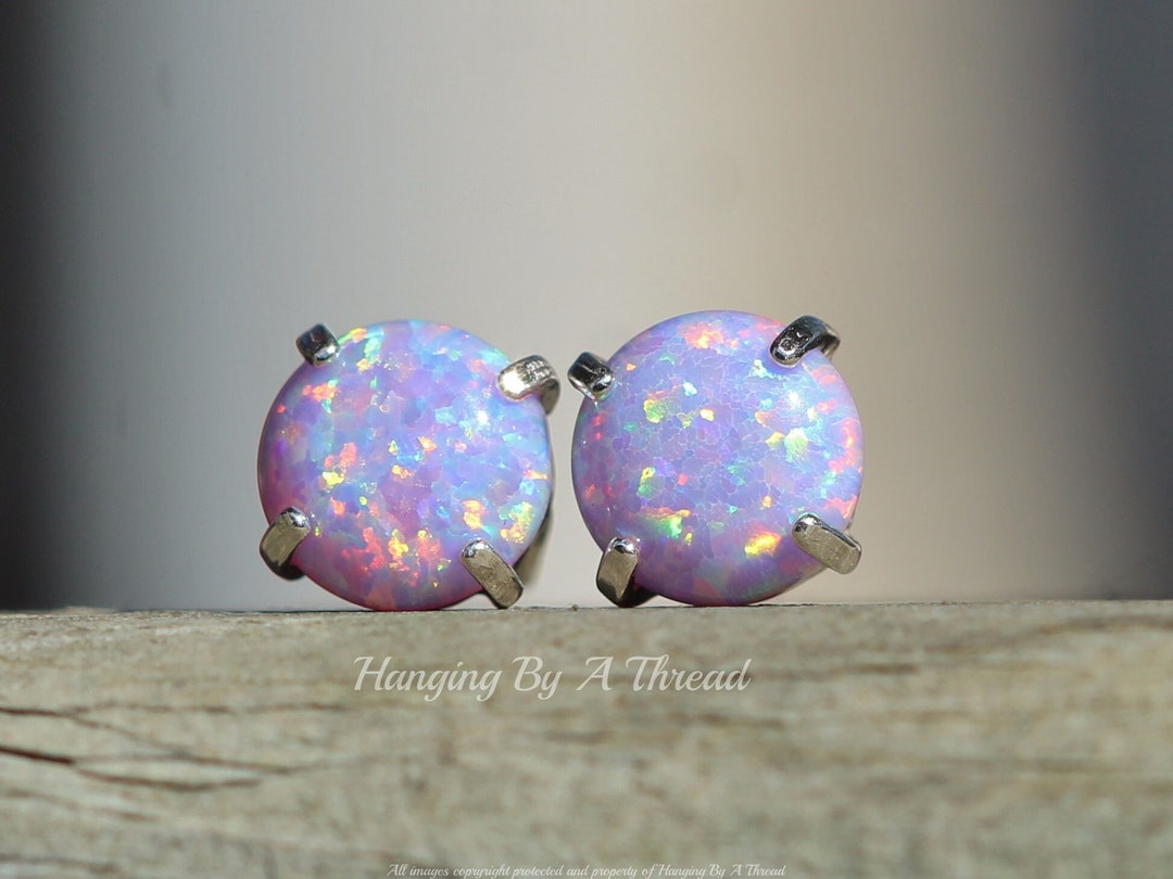8mm Lilac Lavender Confetti Opal Stud,small Sterling Silver Opal ...