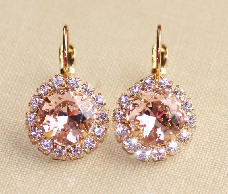 Ballet Pink Swarovski Rhinestone Halo Earringsswarovski - Etsy