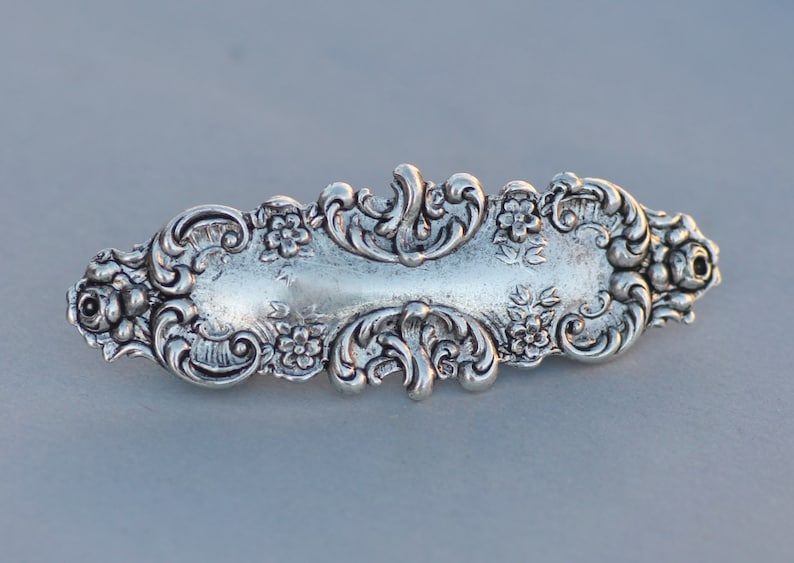 Antique Silver Ornate Filigree Art Nouveau Hair Barrette,Silver Hair Clip,Victorian Style Flourish Hair Clip,Bridal,Vintage Style,Gift image 3