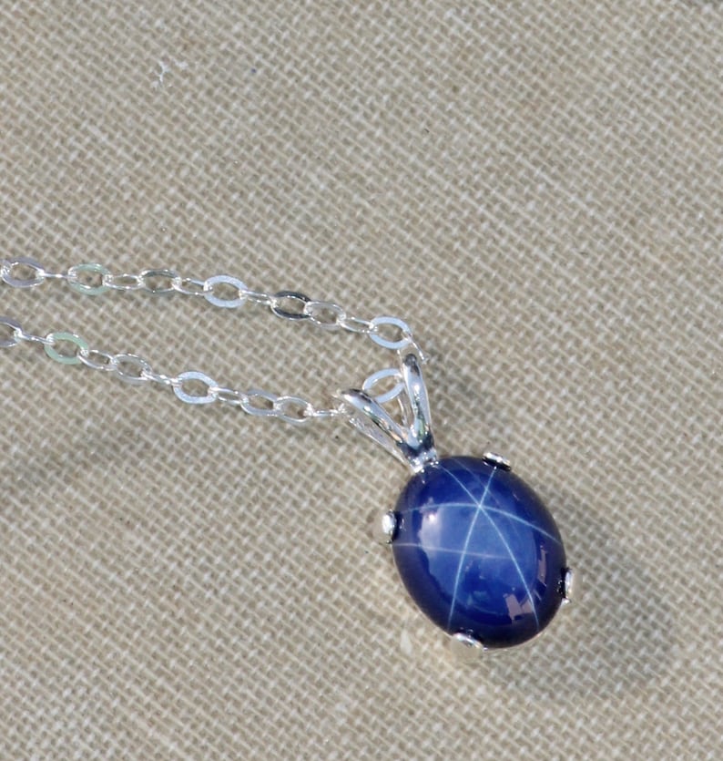 STUNNING Star Sapphire Pendant Necklacesmall Sterling Silver Etsy