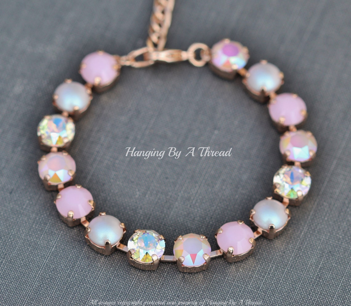 NEW Dreamy Powder Pink Braceletpastel Shimmer Pink Crystal & - Etsy