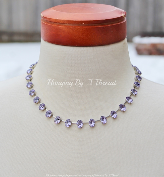 Pale Lavender Lilac Lavender Oval Tennis Necklacesmall Oval - Etsy