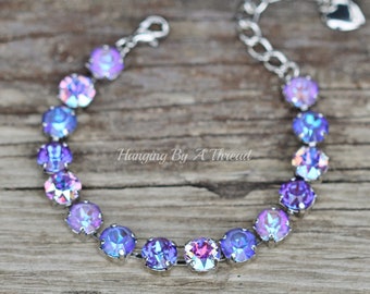 NEW COLOR Purple Violet Crystal Tennis Bracelet,8mm 39ss Crystal Bracelet,Swarovski,Rhinestone Bracelet,Delite Shimmer Crystal,Stacking,Gift