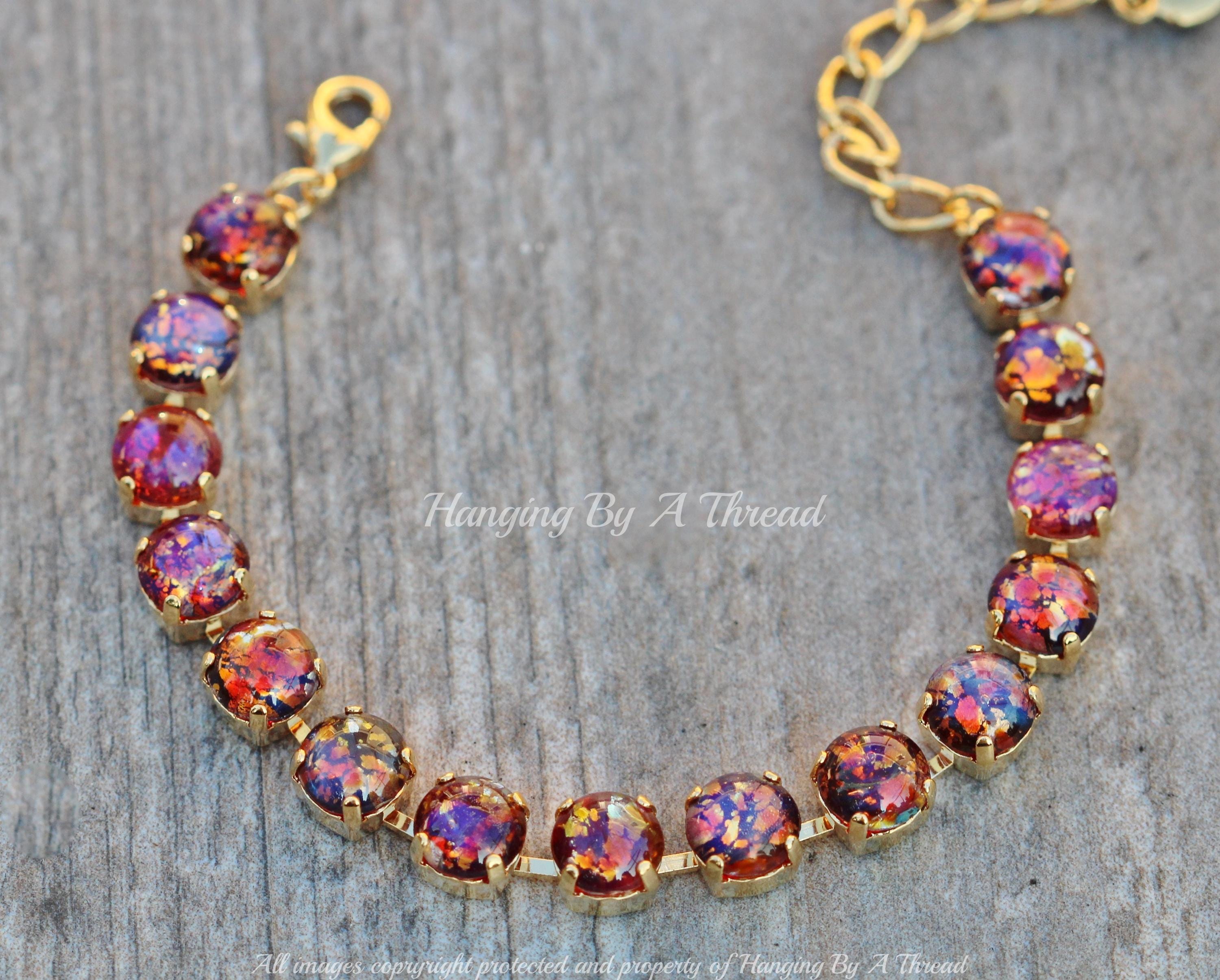 LIMITED Vintage German Red Rainbow Opal Bracelet,ruby Red Fire Opal ...