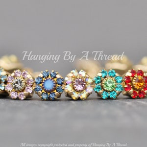 LIMITED Vintage Flower Garden Crystal Bracelet,Rainbow Flower Crystal Tennis Bracelet,Swarovski Stacked Flower Daisy,Gold,Multi Colorful