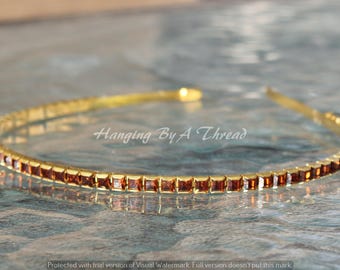 Crystal Rhinestone Embellished Lt Topaz Headband FASHION ACCESSORY - White & Topaz Brown Rhinestone Crystal  main image 3