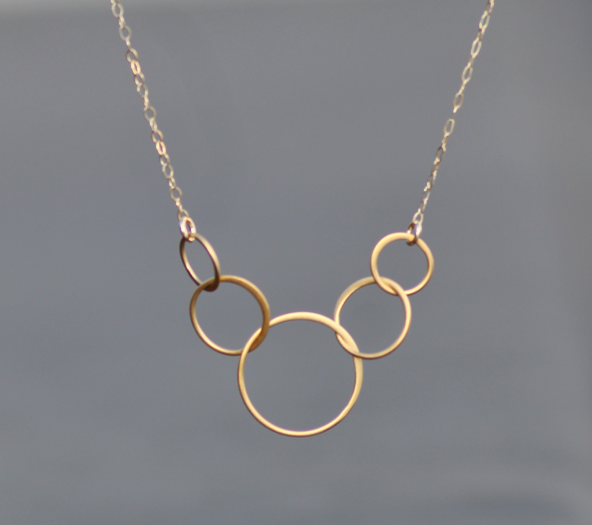 5 Interlocking Rings Necklace,14k Gold Vermeil 50th Birthday Necklace ...