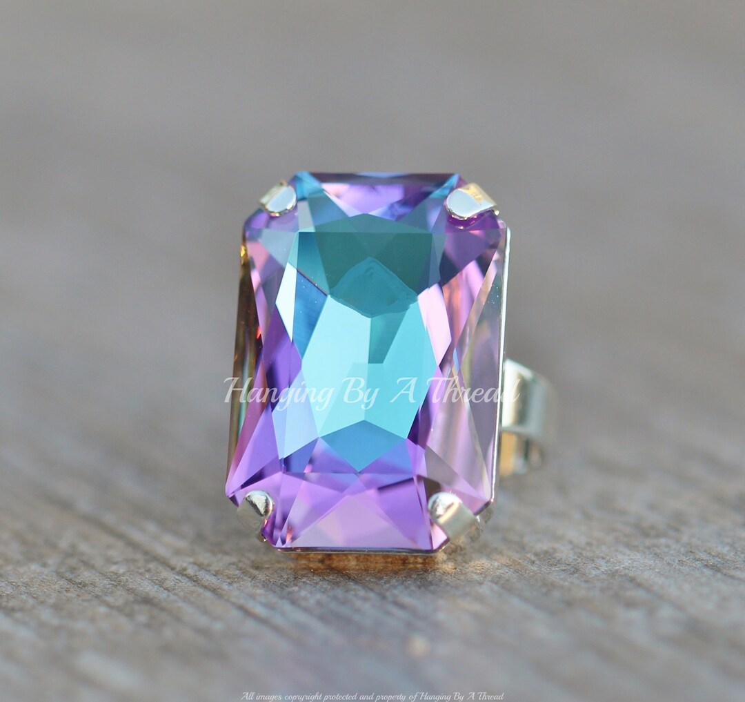 LARGE Vitrail Light Crystal Statement Ring,large Swarovski Crystal ...