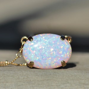 NEW White Opal Necklace,created Opal Gemstone,white Rainbow Gold ...
