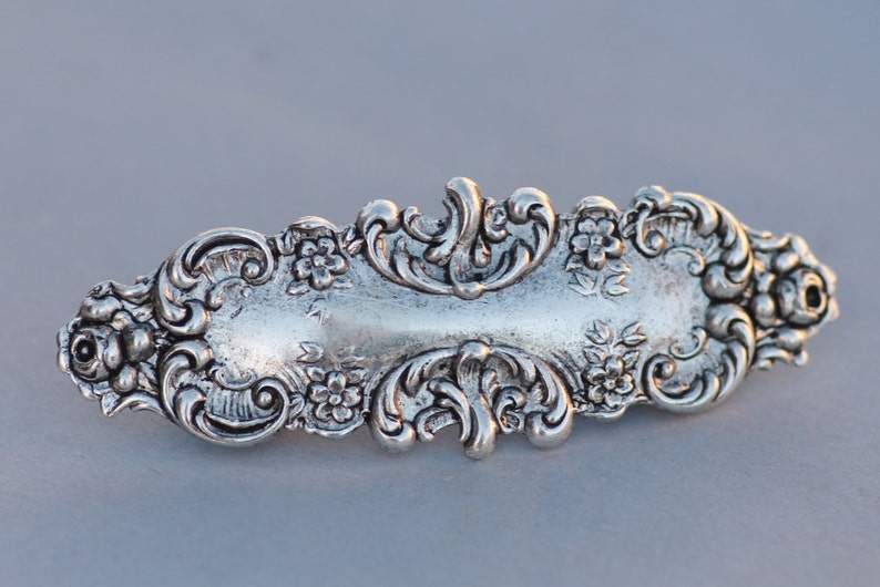 Antique Silver Ornate Filigree Art Nouveau Hair Barrette,Silver Hair Clip,Victorian Style Flourish Hair Clip,Bridal,Vintage Style,Gift image 4