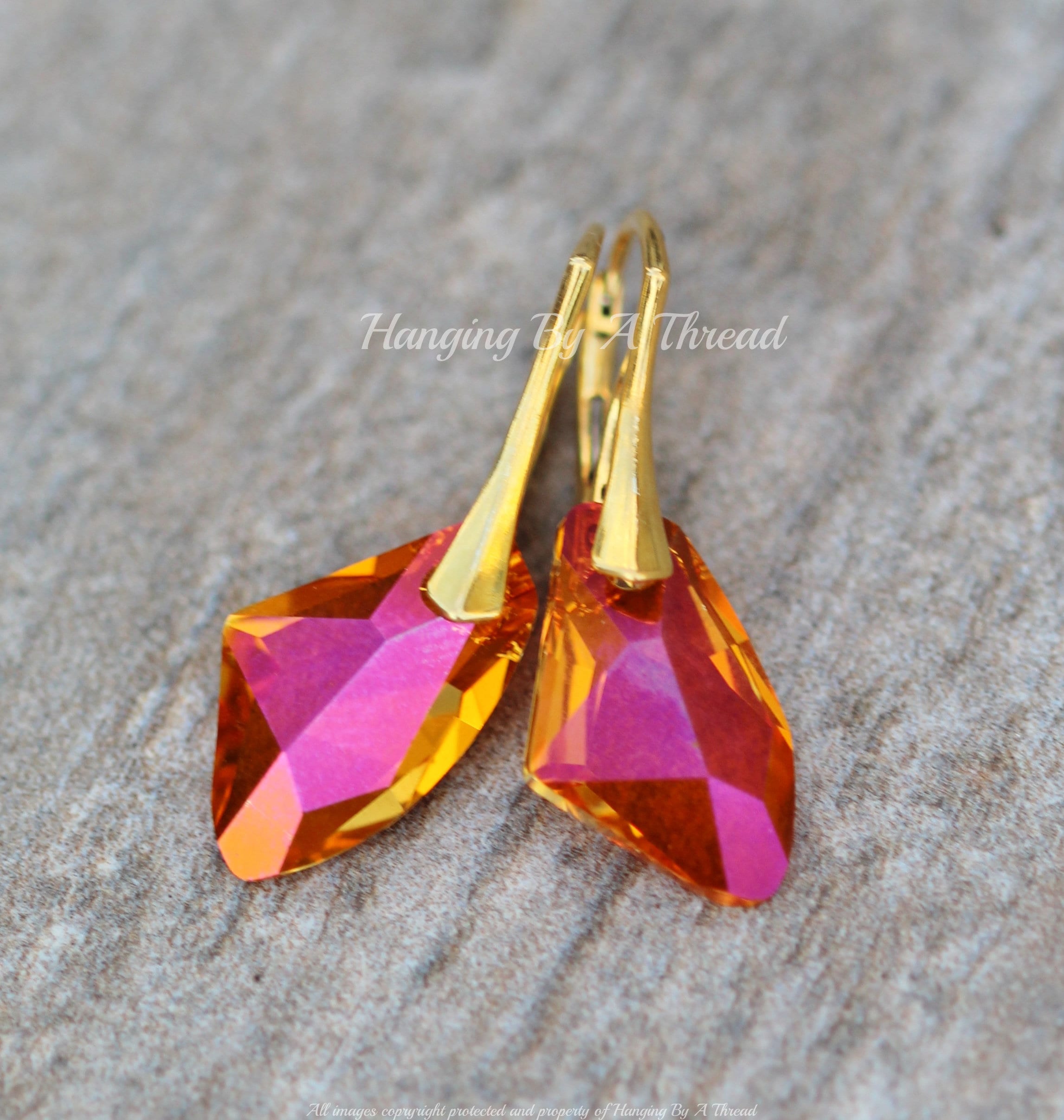 ピアス Long Crystal-embellished Earrings NEW Astral Pink Galactic Crystal Drop Earrings,orange Pink