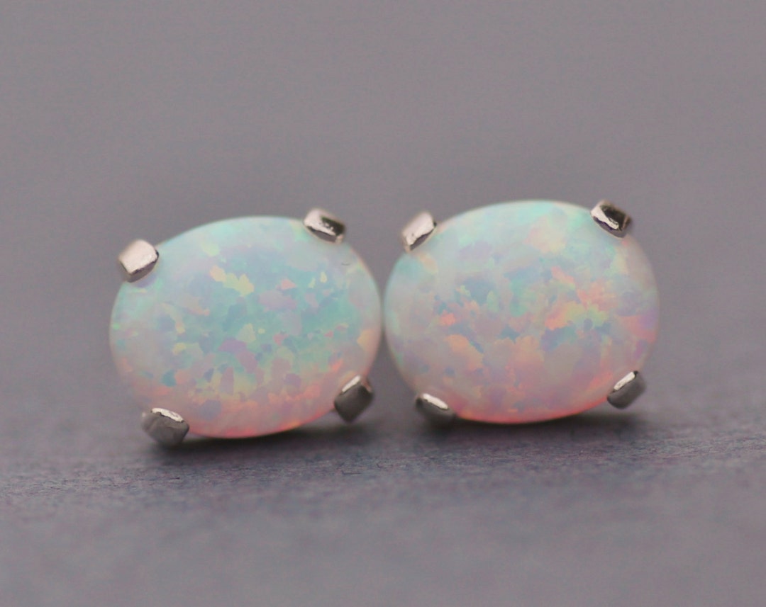 Australian Opal Gemstone Earrings,white Opal Post Earrings