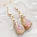Vintage Fire Opal Earrings, Petite Vintage Glass Harlequin Opal Earrings, Teardrop. Gold Filled, Birthstone, Shabby Chic