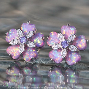 Daisy Post Stud Earrings with Crystal Purple Sterling Silver Daisy Post Stud Earrings with Crystal Purple Sterling Silver