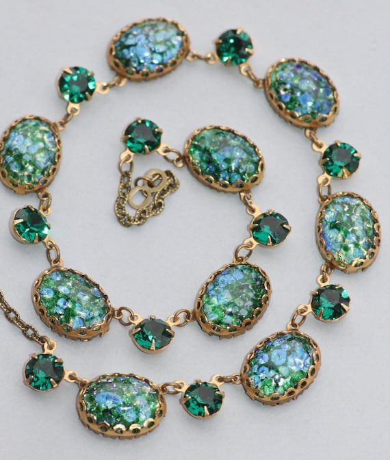 Rare Emerald Green Vintage Necklace Vintage Evil Eye Necklace Protection Rhinestones Emerald  main image 4