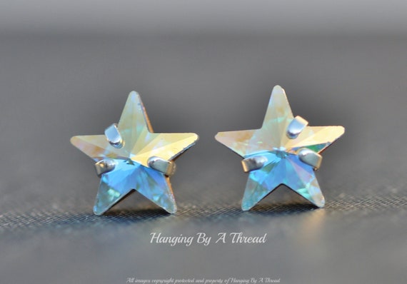 NEW Swarovski Star Stud Earrings,crystal Aurora Borealis,pastel