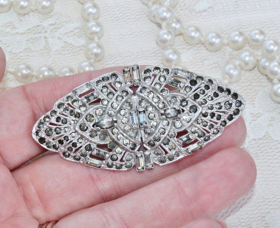 Authentic Art Deco Paved Rhinestone Duette,Design… - image 2