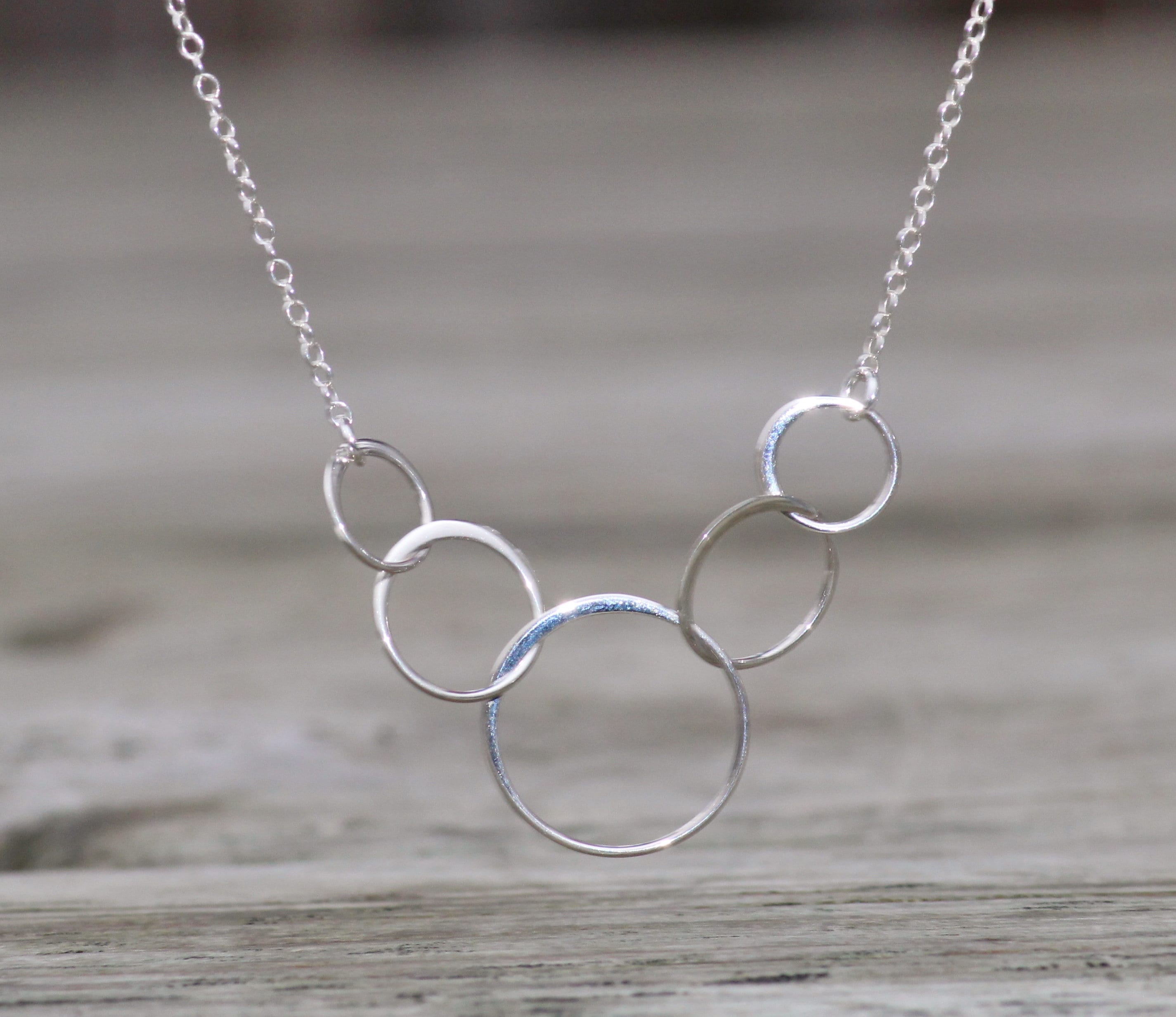5 Interlocking Rings Necklace,sterling Silver 50th Birthday Necklace ...