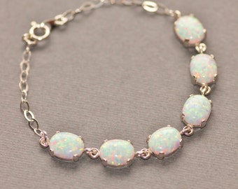 Bracciale Cuff In Argento Sterling 925 Fatto A Mano In Gemma Opale