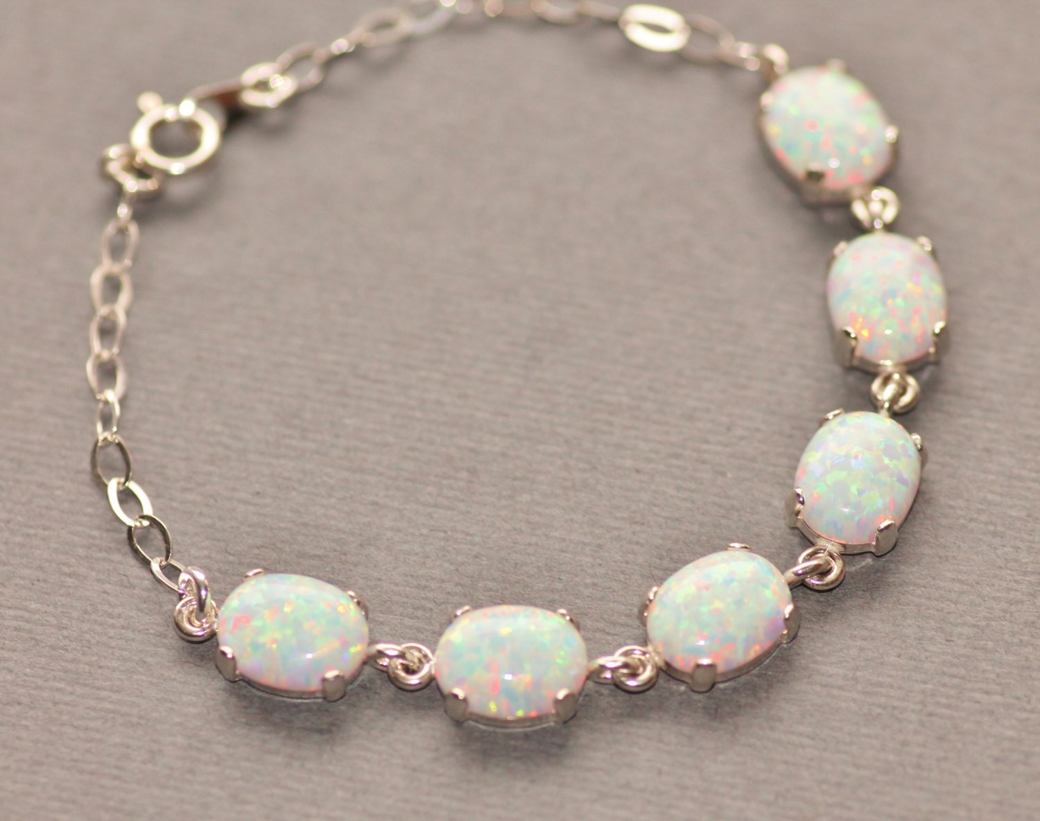 BRACELET OPAL SILVER 925 Sterling Natural Round Cabochon Bracelet £82.28 -  PicClick UK